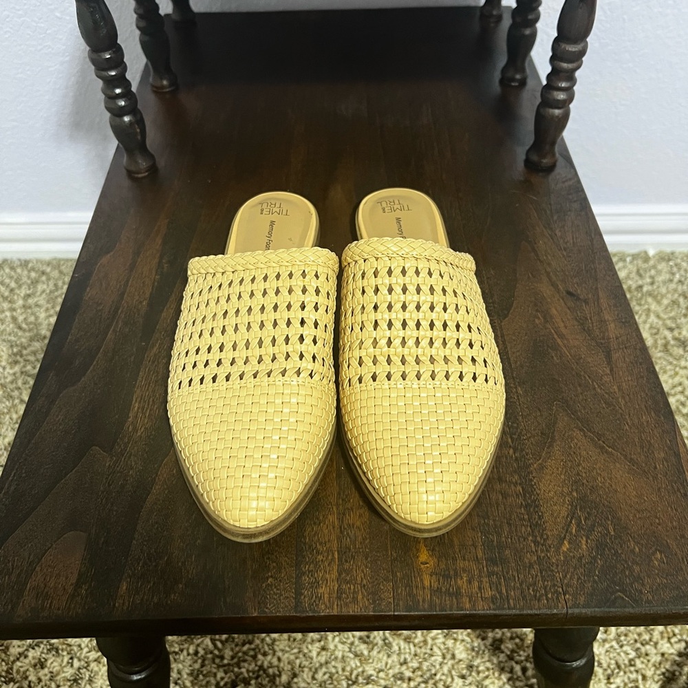 Time and Tru Beige Woven Slip-On Shoes